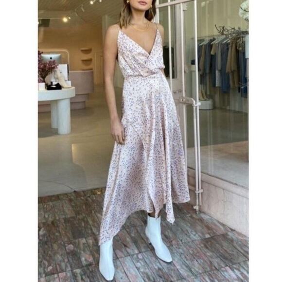 ACLER Women’s Vales Pink Floral Ditsy Blossum Handkerchief Hem Midi Dress Sz 10 - Picture 13 of 13